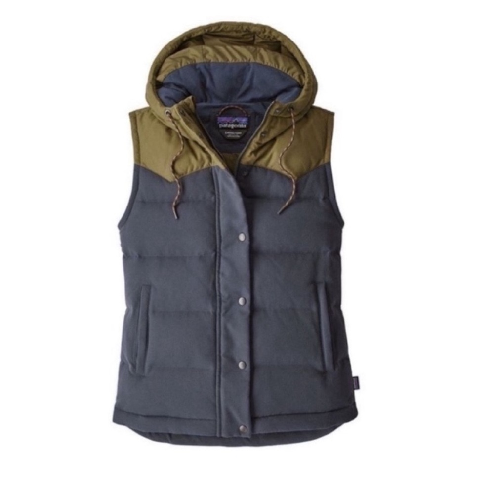 Patagonia Olive and Navy Hooded Vest